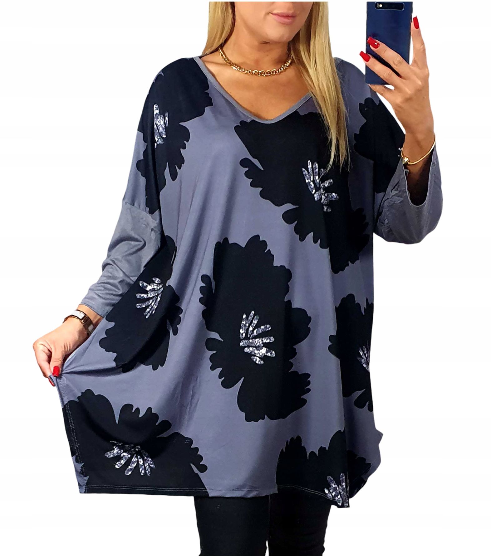  Tunika módne + size slobodný pohodlné veľký univerzálny listy 3xl 4xl 5xl
