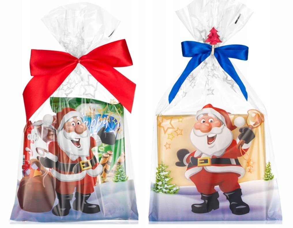  Tašky celofán plast dárek slavnostní santa claus 25x40 10 ks.