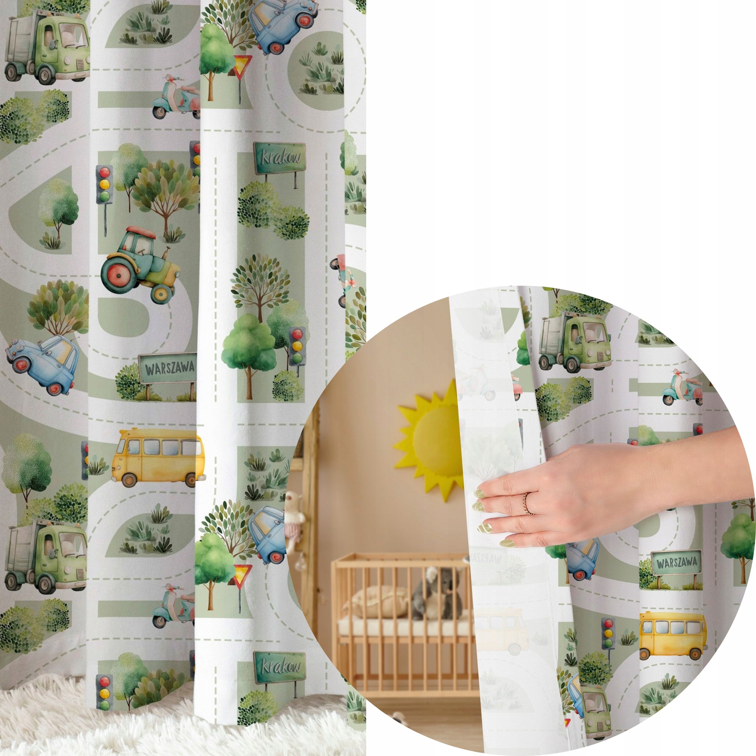  Záves velúr detská izba s páskou ulice s autom 140x250 szalwiowa