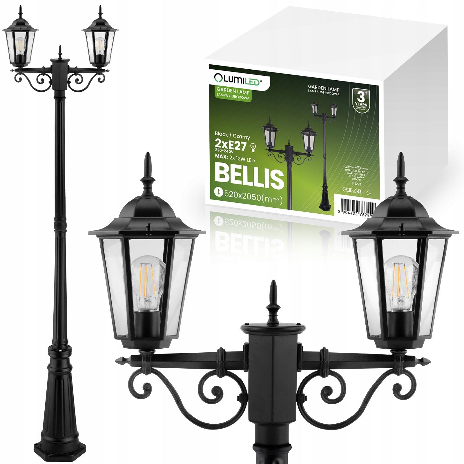  Led-lampe garten äußerlich im bau 80 cm 10w 700lm spalte 4000k schwarz