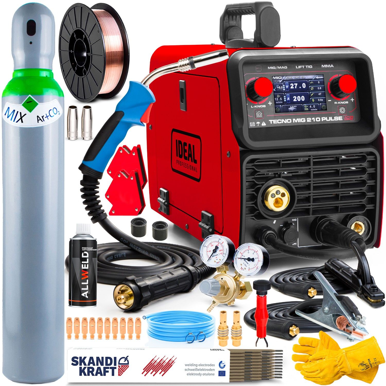  Suvirinimo aparatas mig idealus mig 210 pulsas magas mma tig 200a lcd aliuminio sinergija
