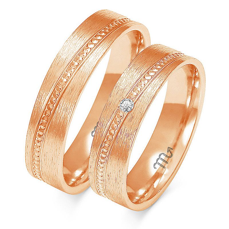  Laulību gredzeni zeltaini 14k 4 mm cirkoni id a-159