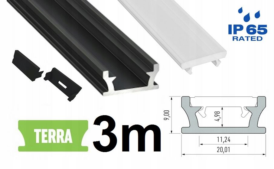  Juostos profilis led hermetinis ip65 su gaubtu 2m