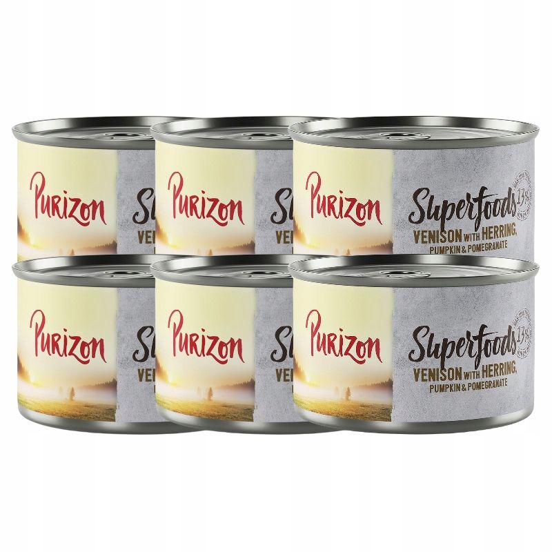  Purizon superfoods diviak i sleď sladký zemiak i jablko 6x140g konzervované potraviny pre psov