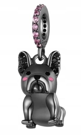  Md charms anhänger hündchen herz grau hund chihuahua steine | s925