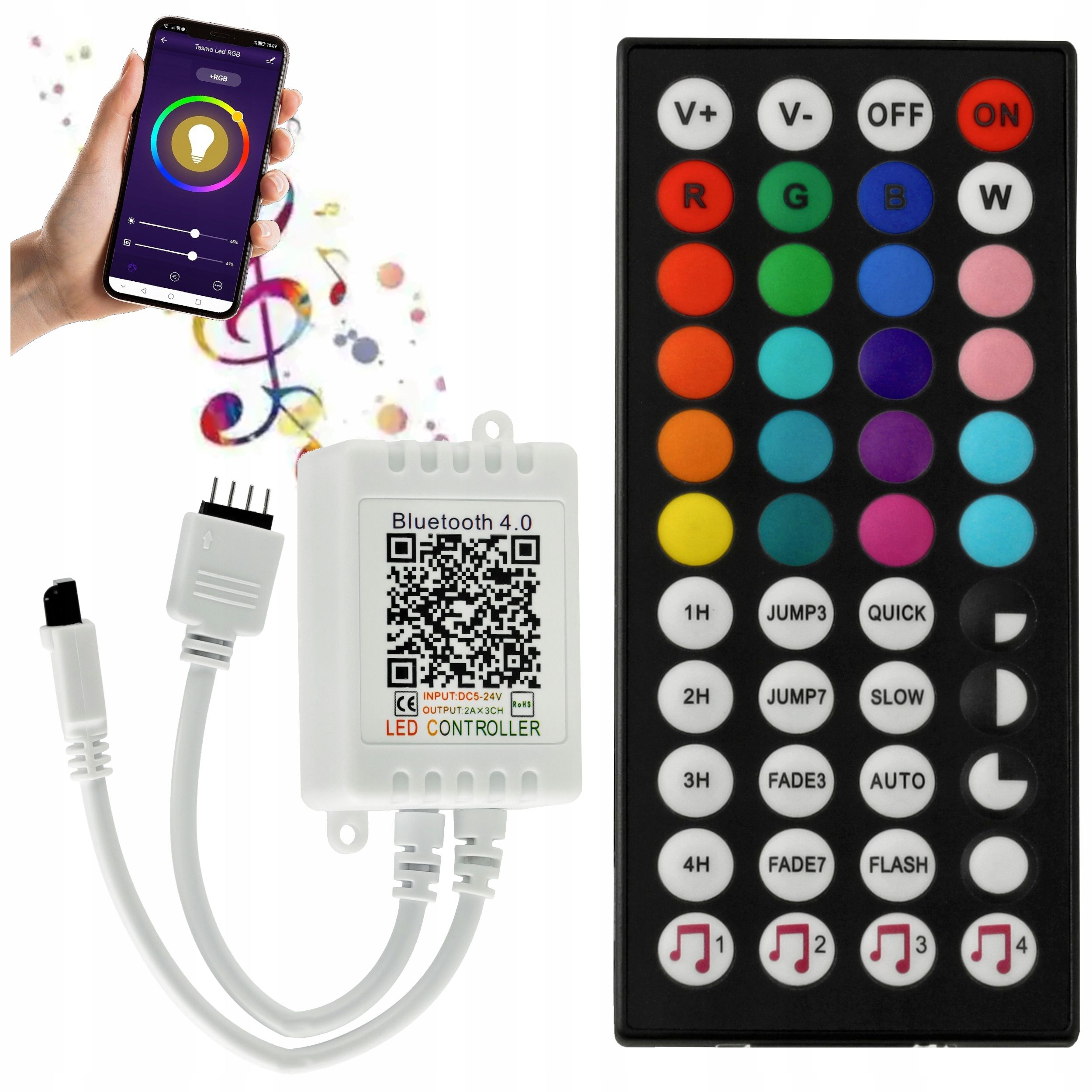  Valdiklio valdymo pultelis juostų led rgb 12a ovalas juodas 61023