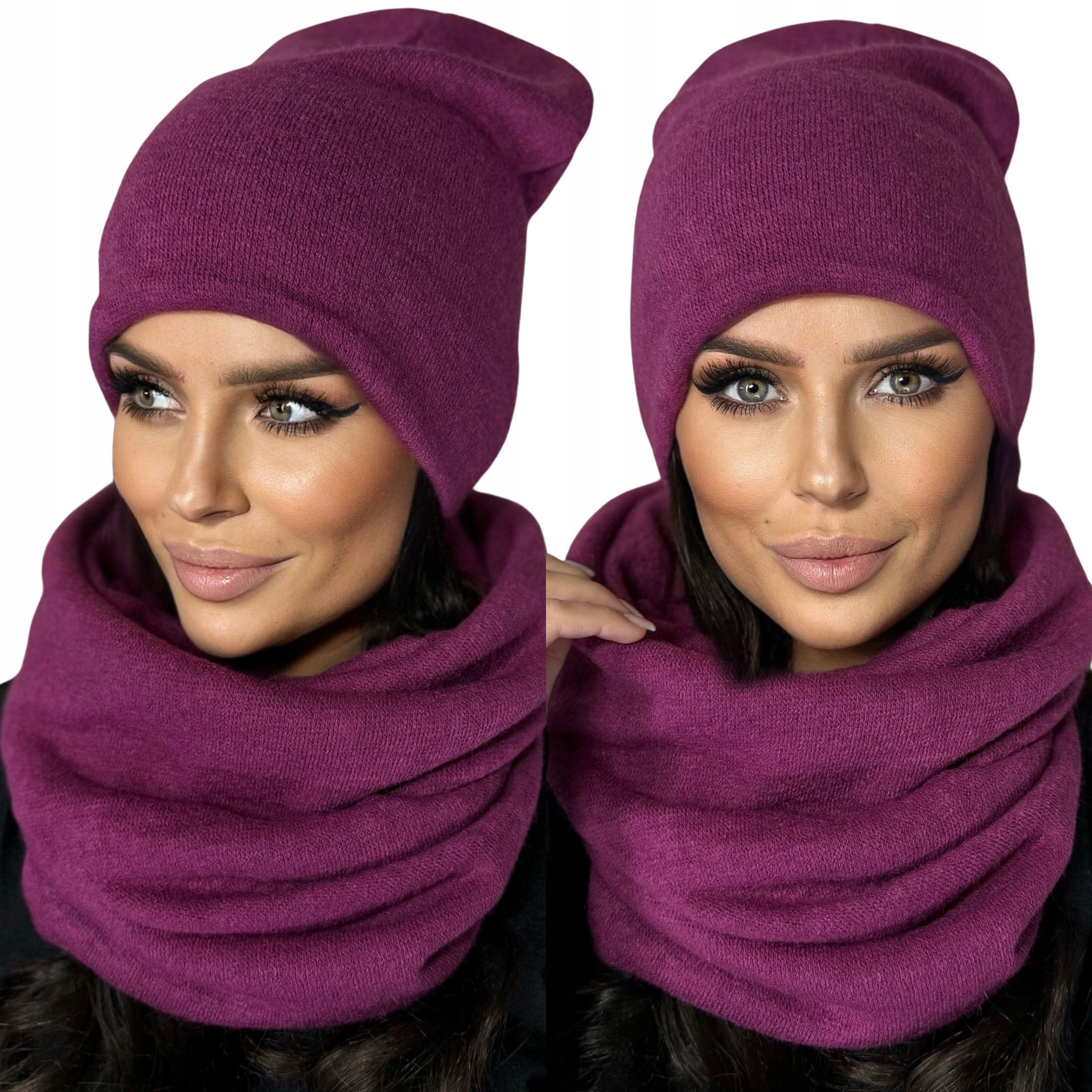 Garnitur feminin mütze beanie schornstein golf tuba großes set warm beeren
