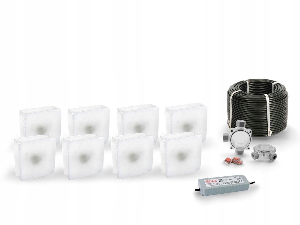  8x šviečiančios trinkelės led rocdeco 15x15 bd