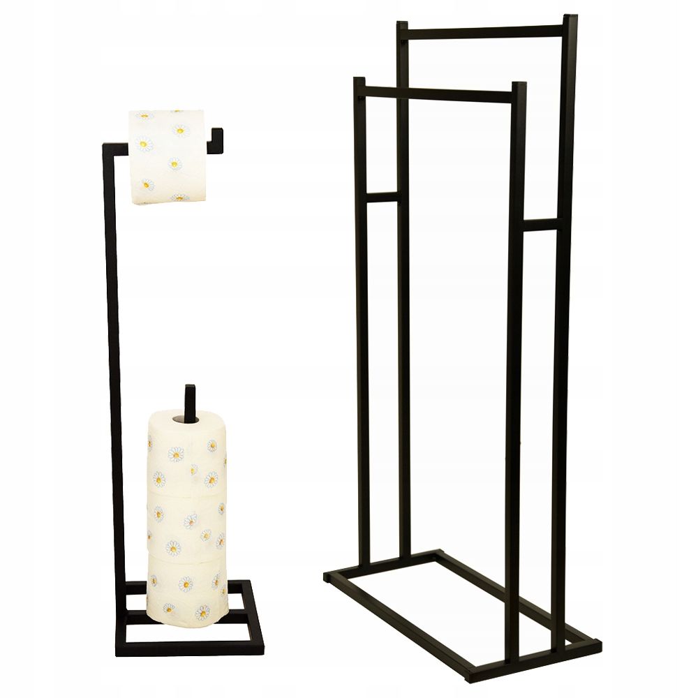  Towel rack bathroom dryer suspension for two towels black loft style