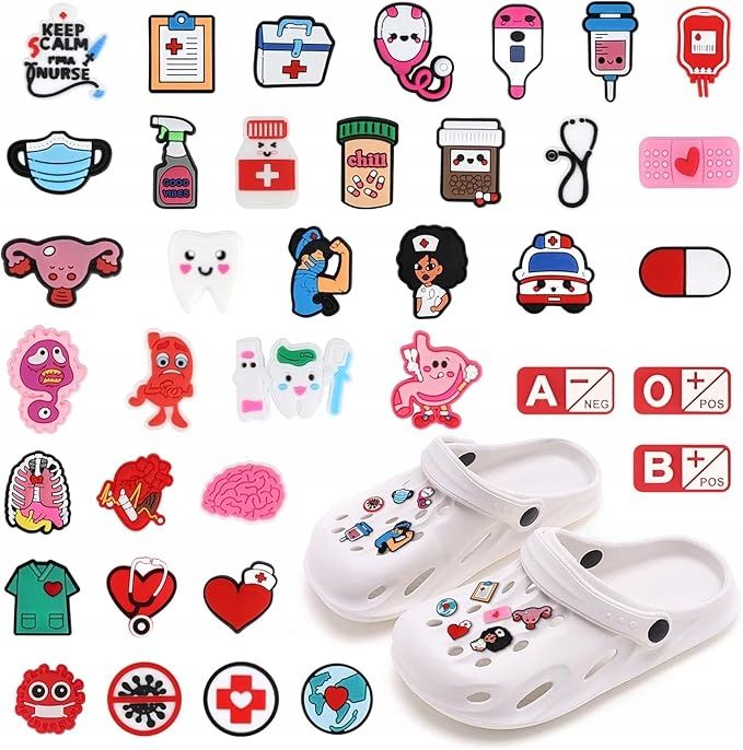  Nozīmītes apaviem crocs medicīnisks piny piekariņi kopa 38 datoriem. dāvana