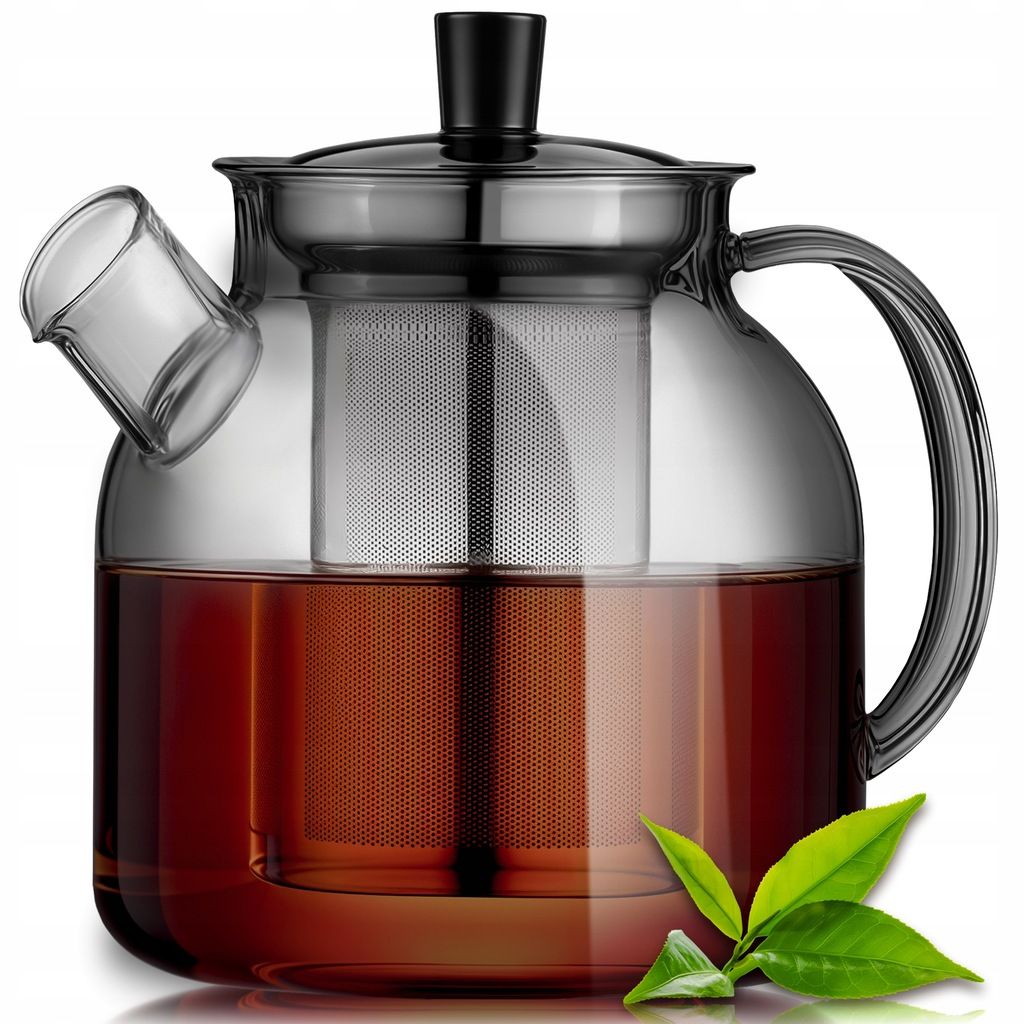  Čajník sklo infuzória so sitom 1500ml rýchlovarná kanvica tepelne odolný