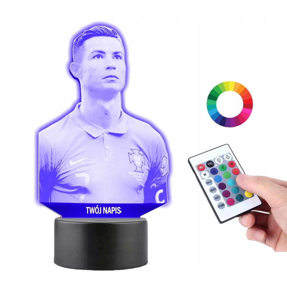 Lemputė ant stiklo lionel messi 3d led rgb + valdymo pultelis 16 spalva