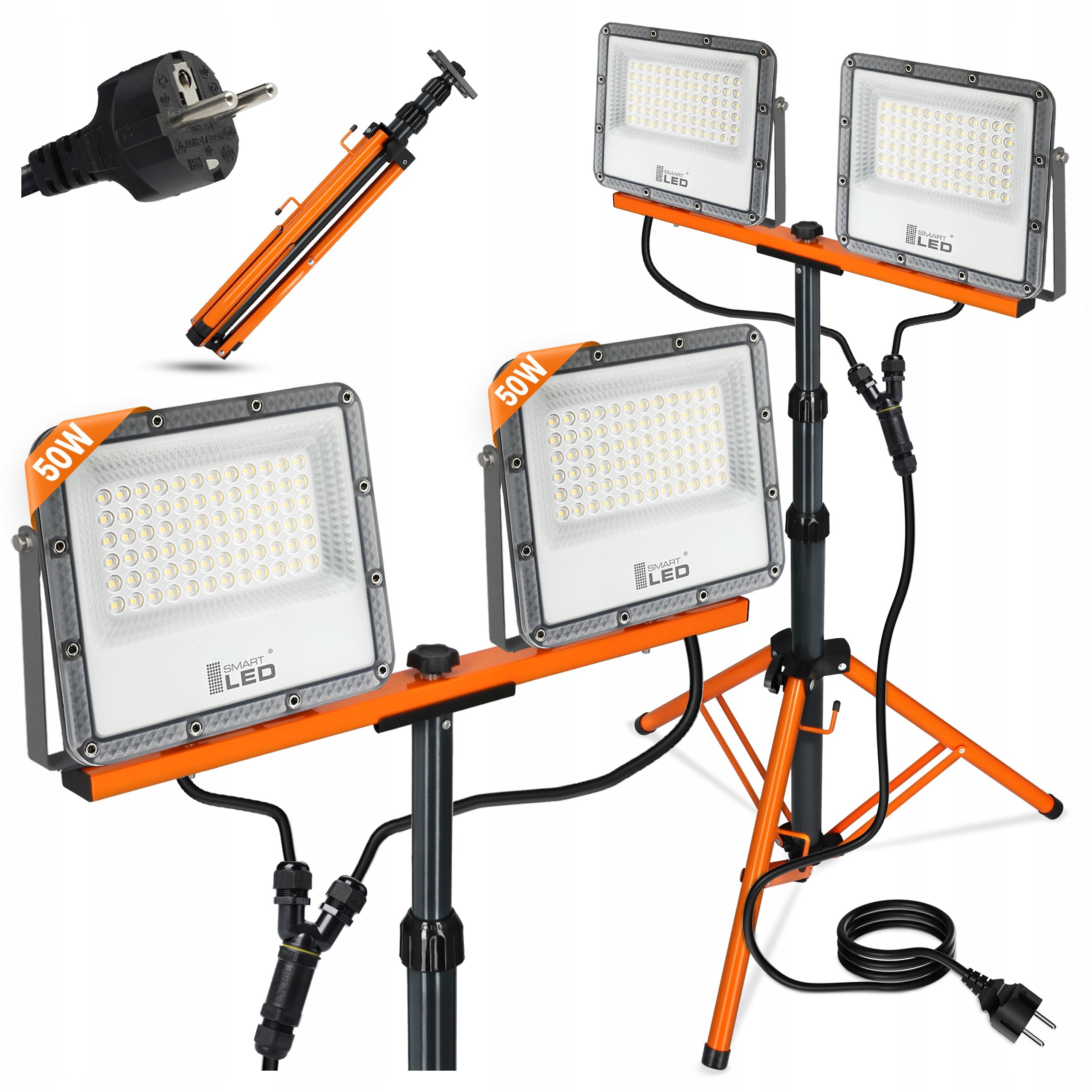  Led halogen stand construction spotlight 2x 50w 11000lm lamp on a stand