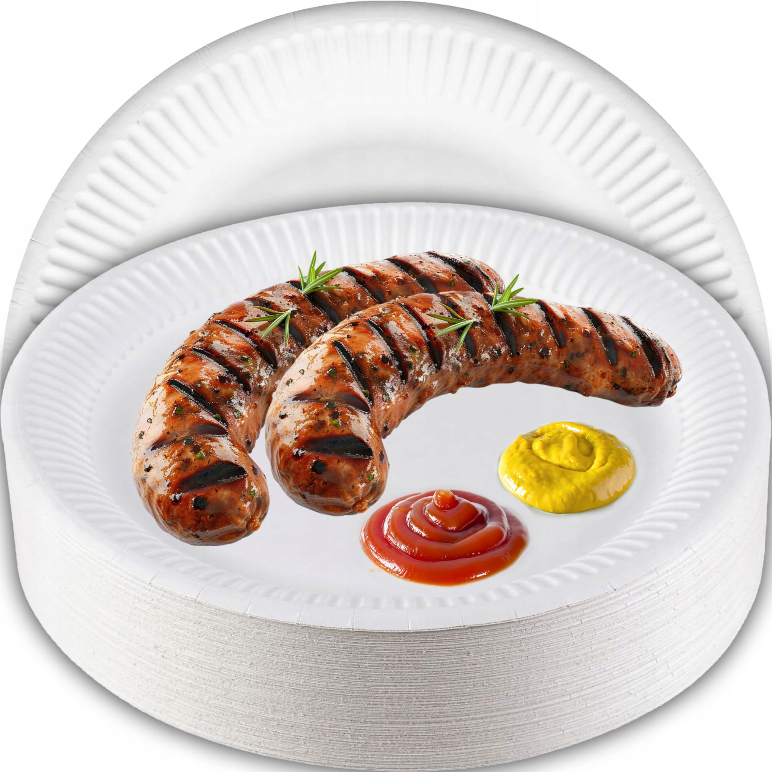  Paper plates disposable white round lunch eco 23cm 100pcs