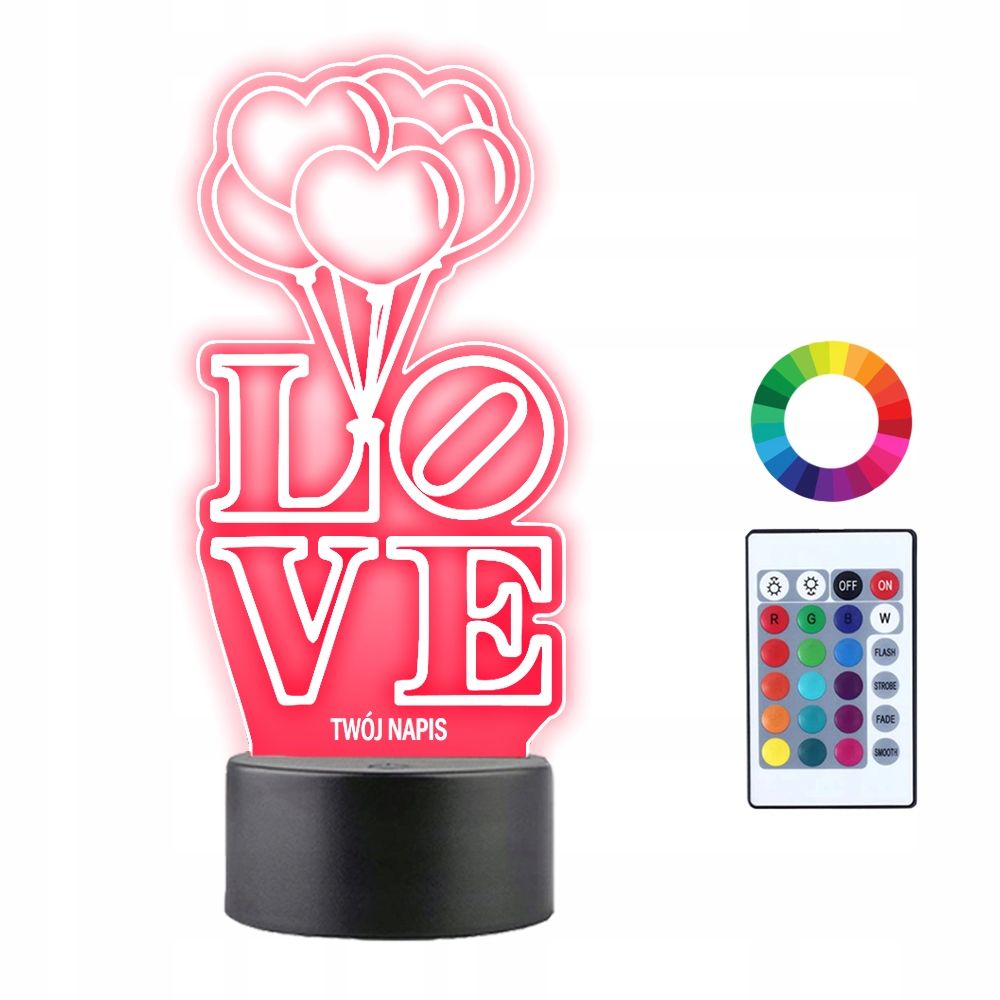 3d nakts gaisma led par dāvanu valentīna diena gravēšana