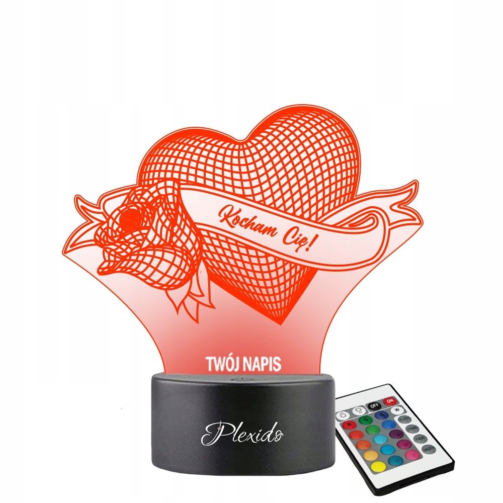  3d nakts gaisma led par dāvanu valentīna diena gravēšana