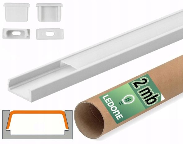  Kopa melns alumīnija profils atzina slim eco led sloksnēm 2m + kapuci