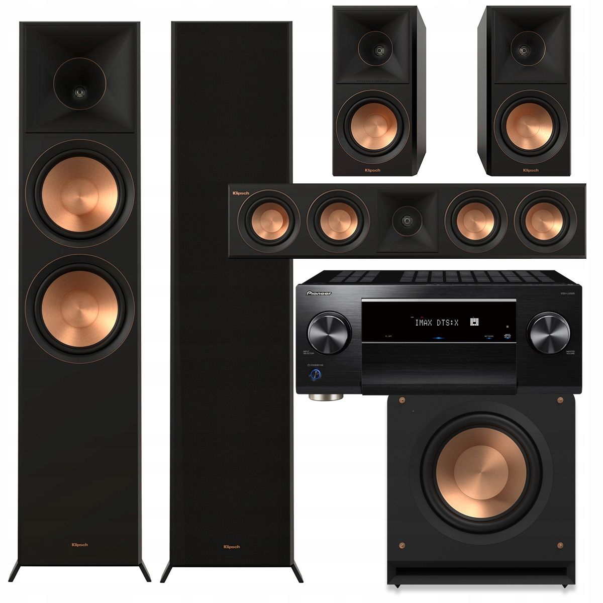  Klipsch rp-8000f ii + cs-18c + rp-504c + 500sa + rp-1200sw množina kiná 7.1