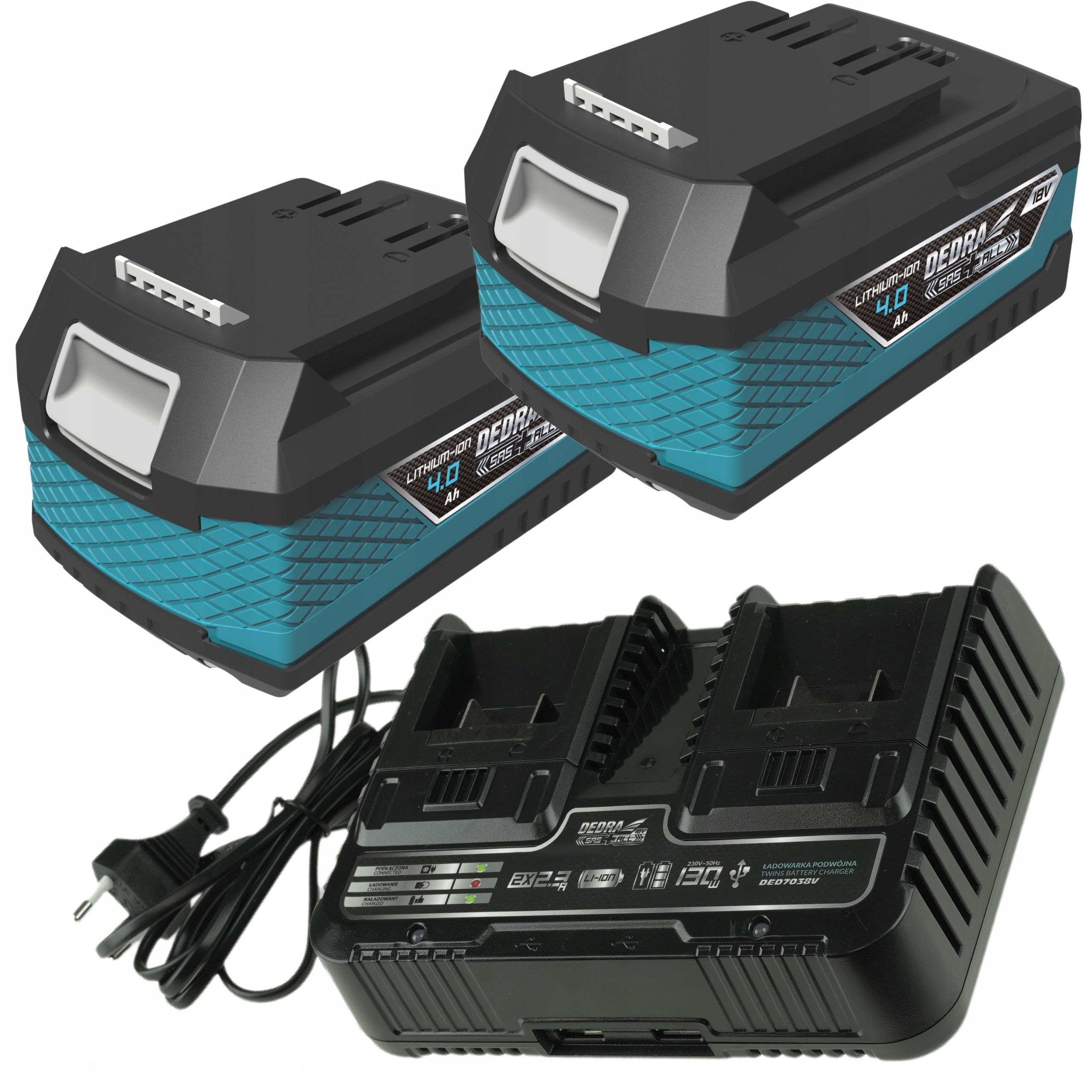  Charger dedra battery 2 positions 18v 2x8ah