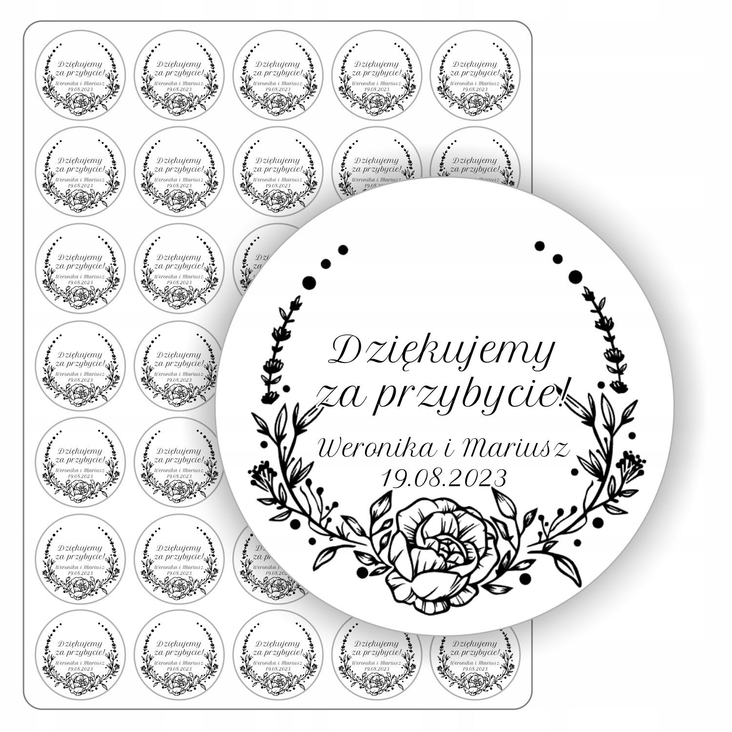  Samolepky na svatby svatba díky suvenýry 4cm