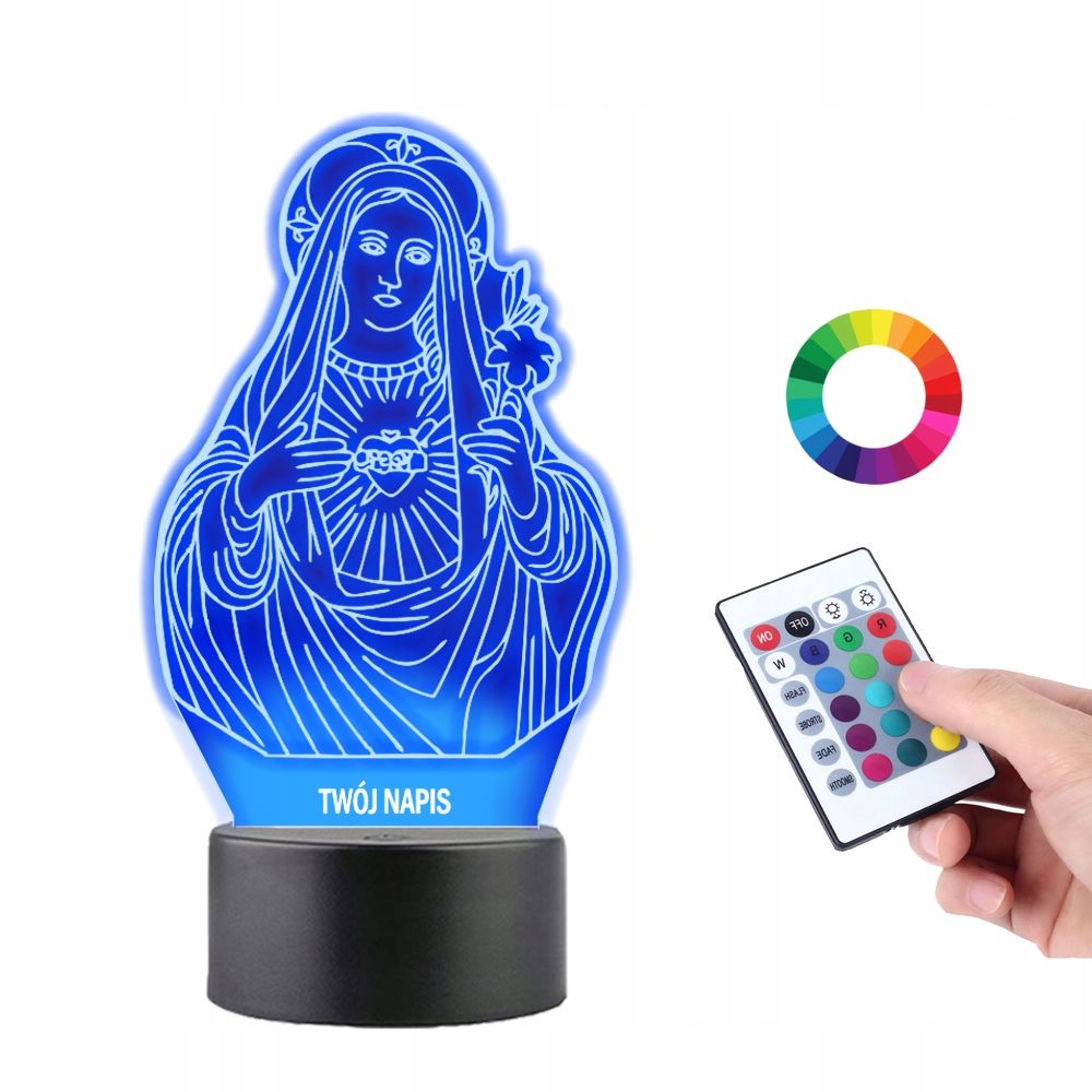  Light bulb on the glass pope jan pawel ii gift 3d led rgb + remote control 16 color