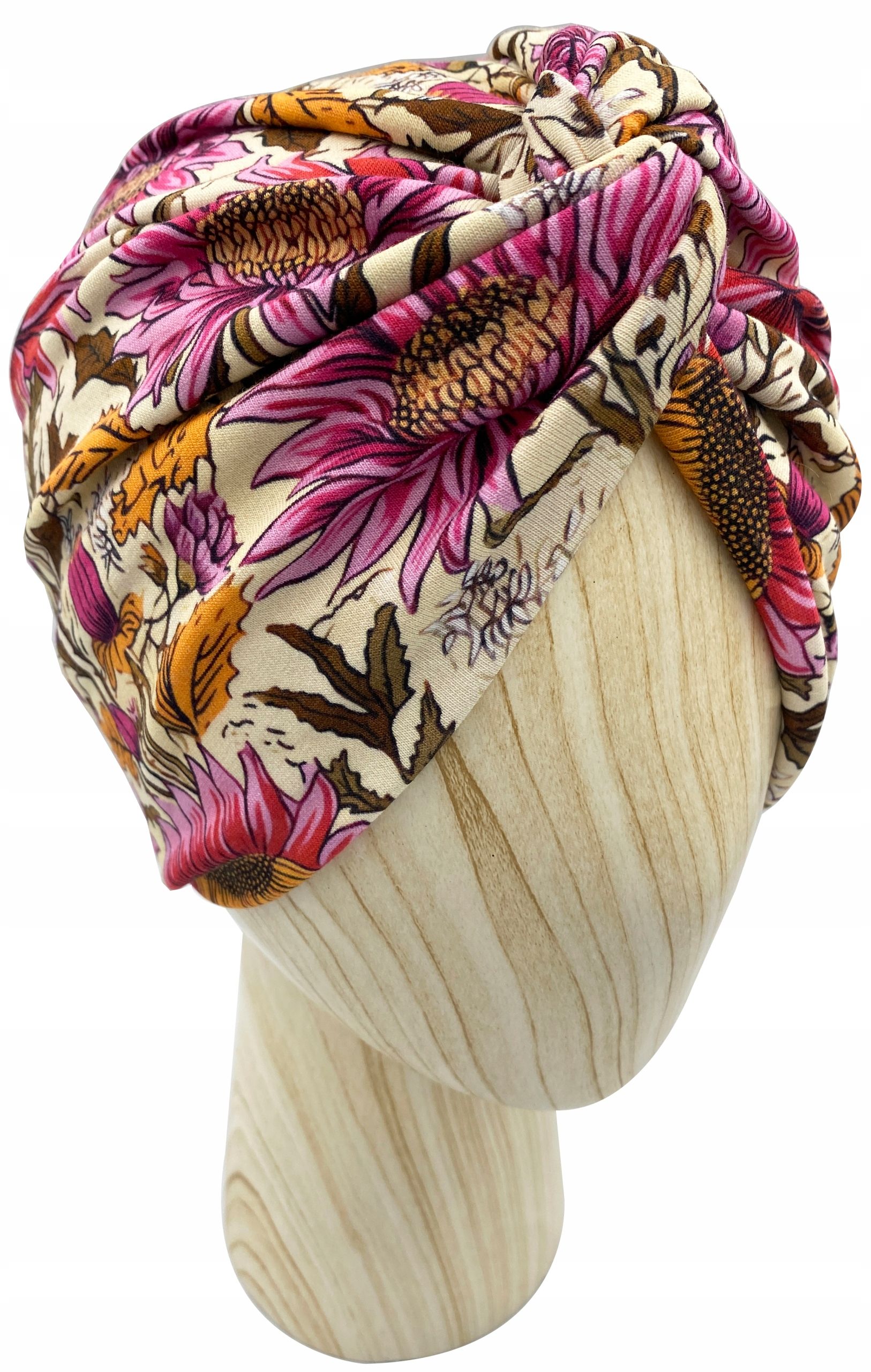  Mütze turban twist jersey baumwolle green lines onkologie