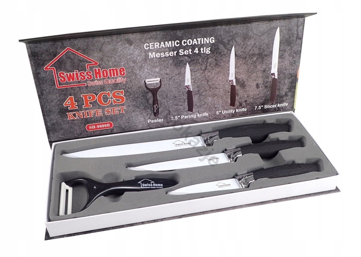  Rinkinys patvarios virtuviniai peiliai 3 kompiuterių. + skustukas swiss home 9999 blk juodas