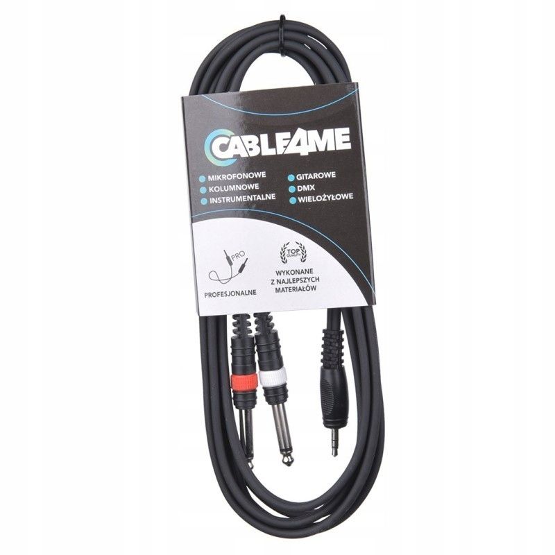  Cable4me kaabel jack mini kõlarid 3,5 mm - 2x jack mono 6,3 mm 3m