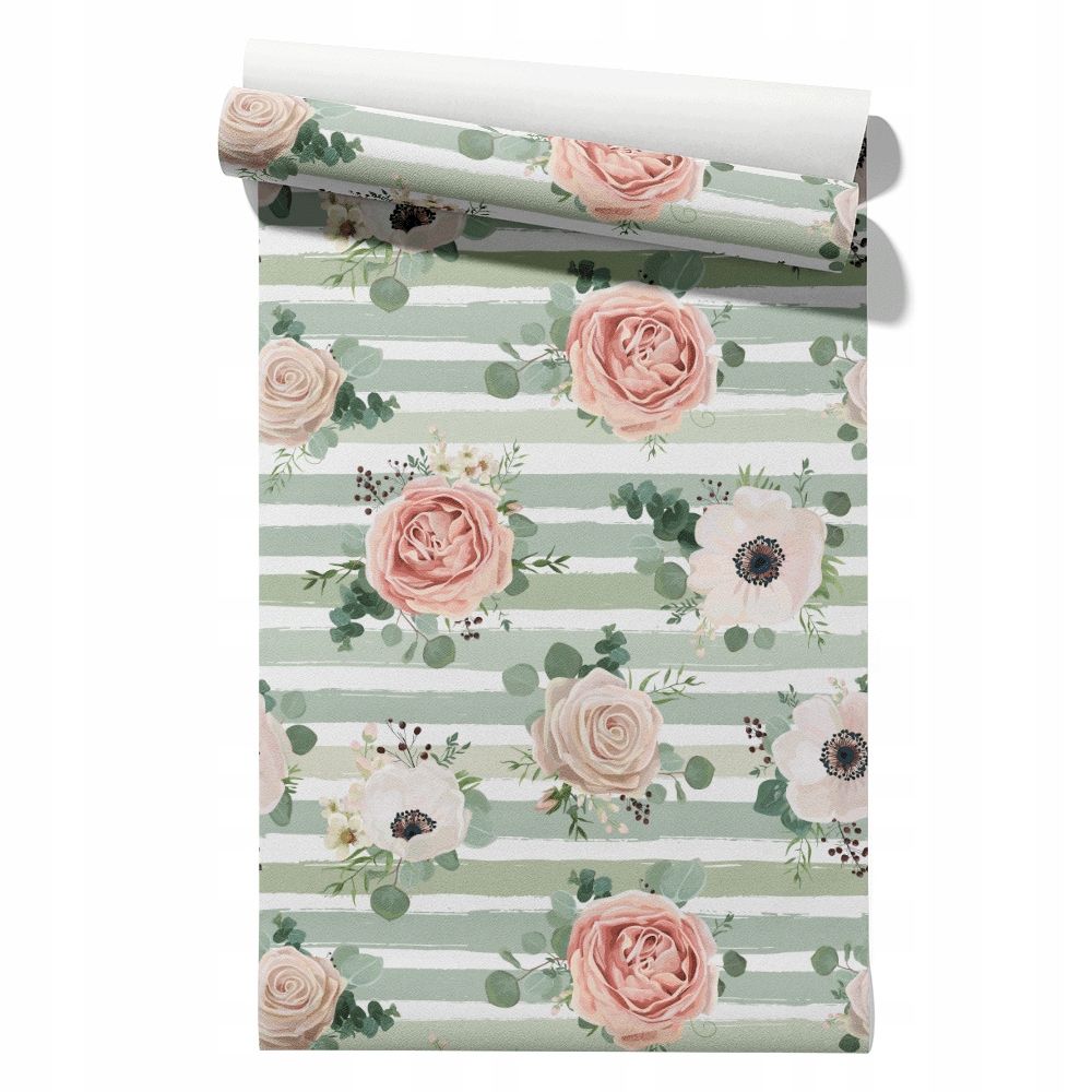  Wallpaper non-woven fabric pastel cherries wallpaper in a roll 50cm x 6,1mb