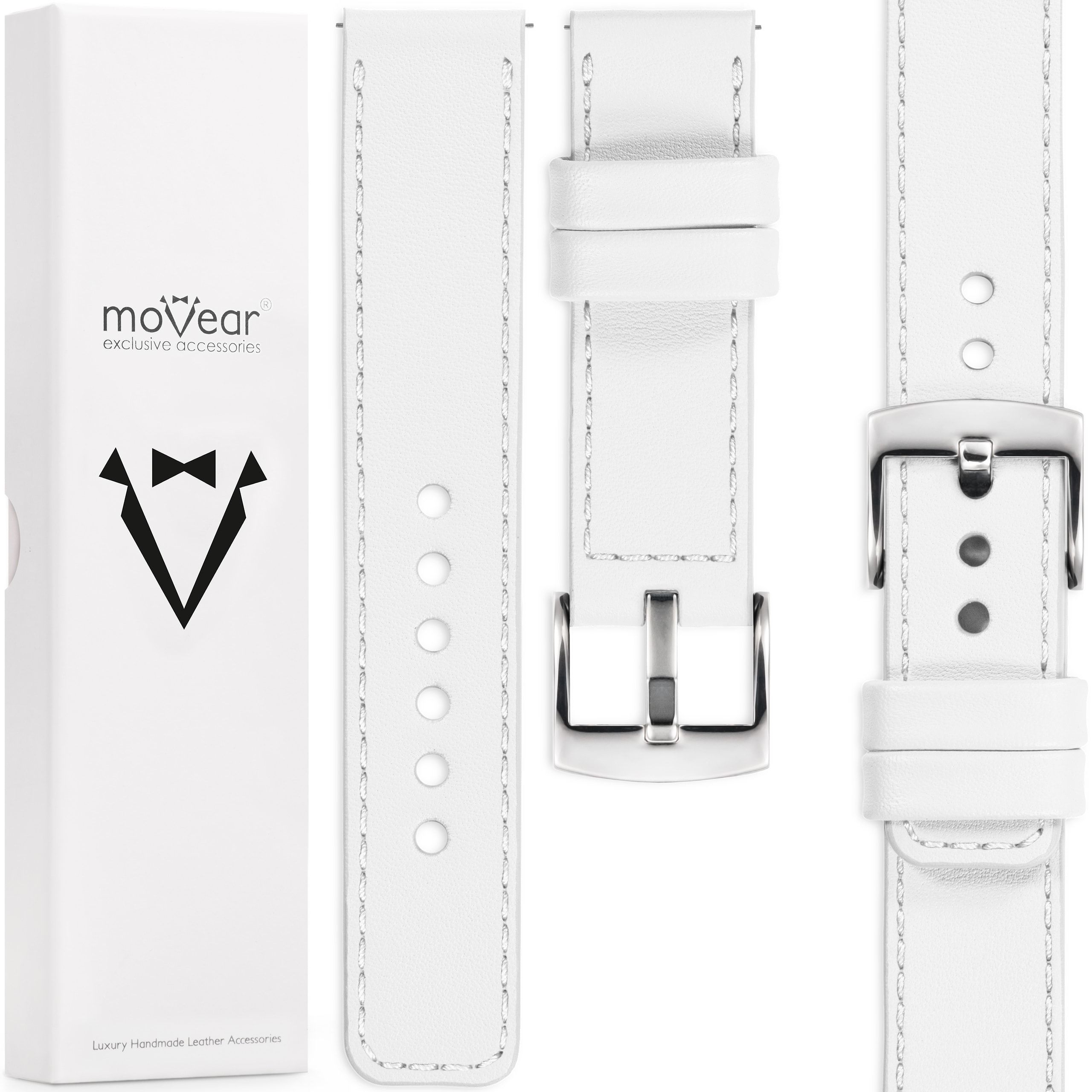  Uhrarmband 24mm leder weiß movear