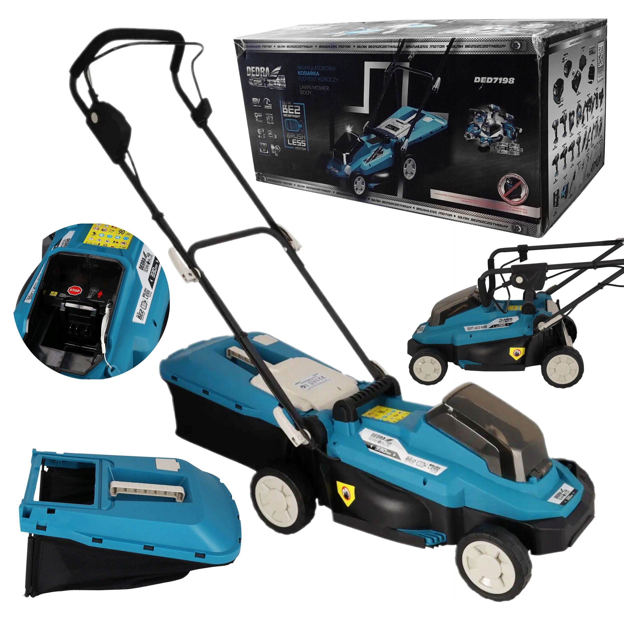  Dedra akku-rasenmäher bürstenlos gras ded7198 sas+ 18v 33cm
