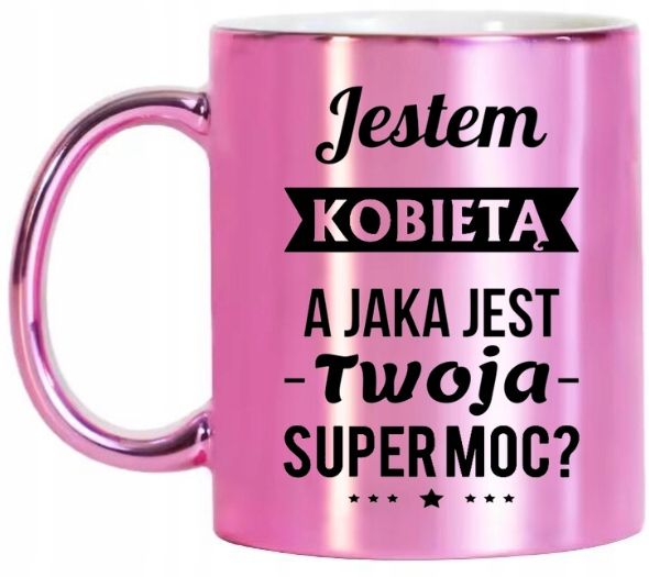  Krūzīte rozā metalik premium ar podziekowaniem dzimšanas diena vārda diena dāvana