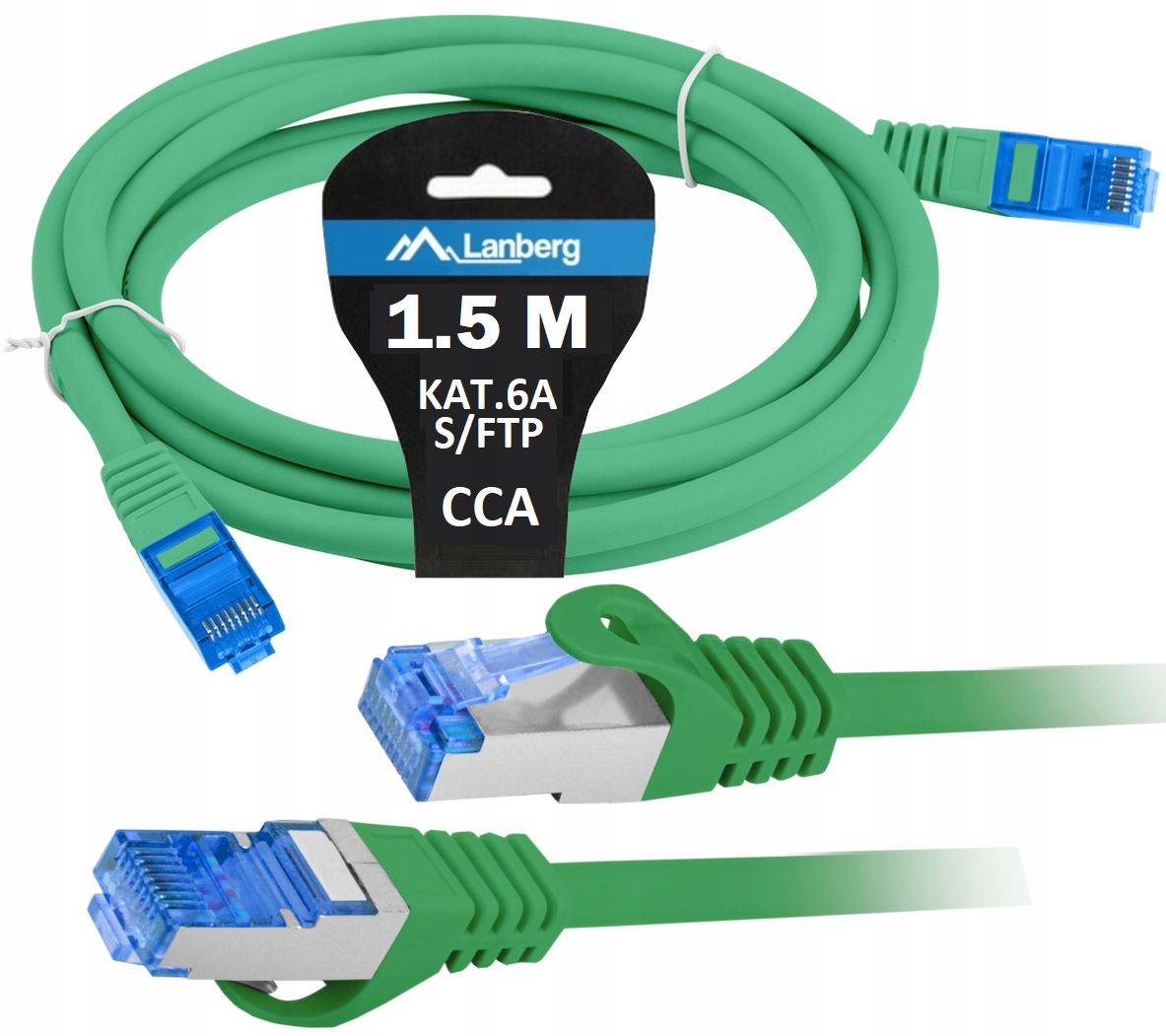  Síťový kabel lan twisted pair - internet ethernet roh 6a sftp 1.5m černá barva