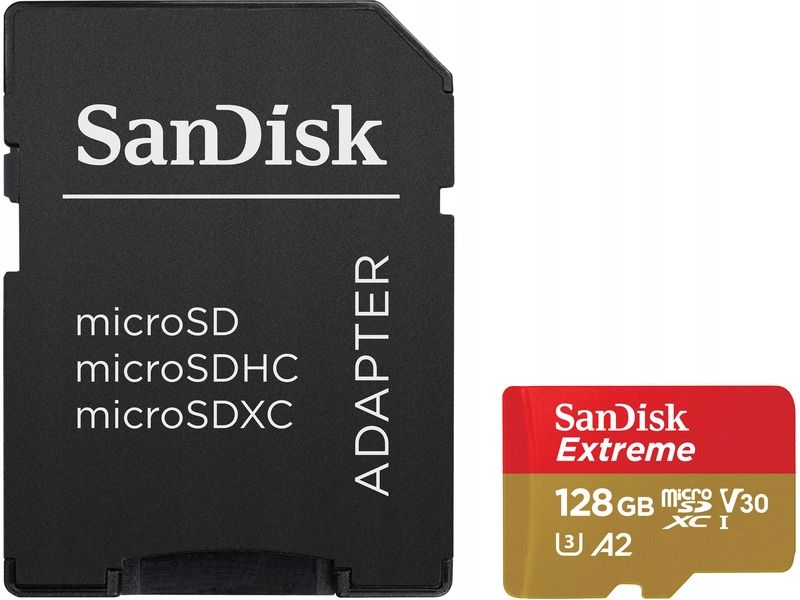  Sandiskas micro sdxc extreme 128gb 190mb/s u3 v30 a2