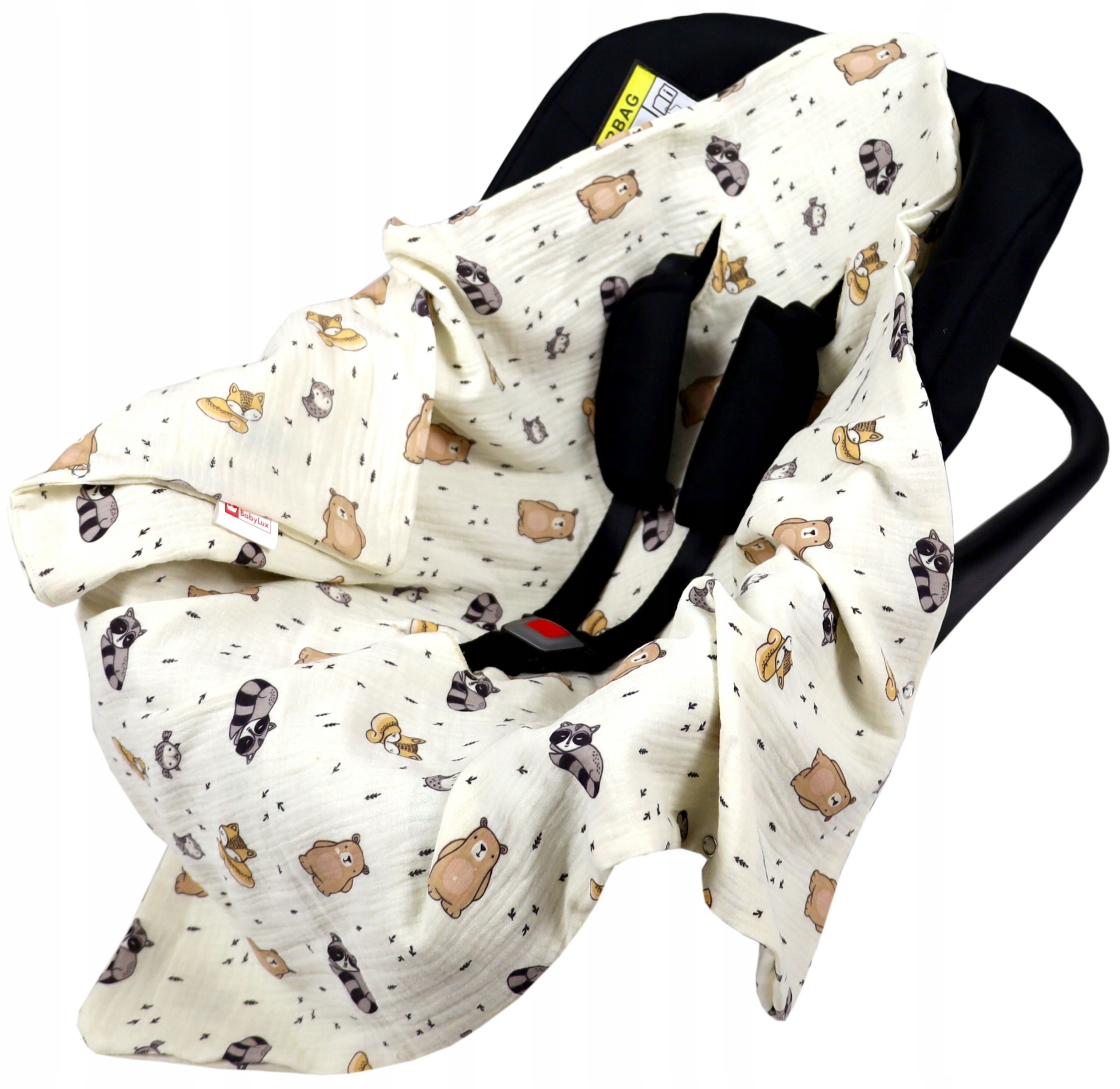  Babylux zakryté prikrývka prikryť pre autosedacku pre dopravcu mušelín muslin