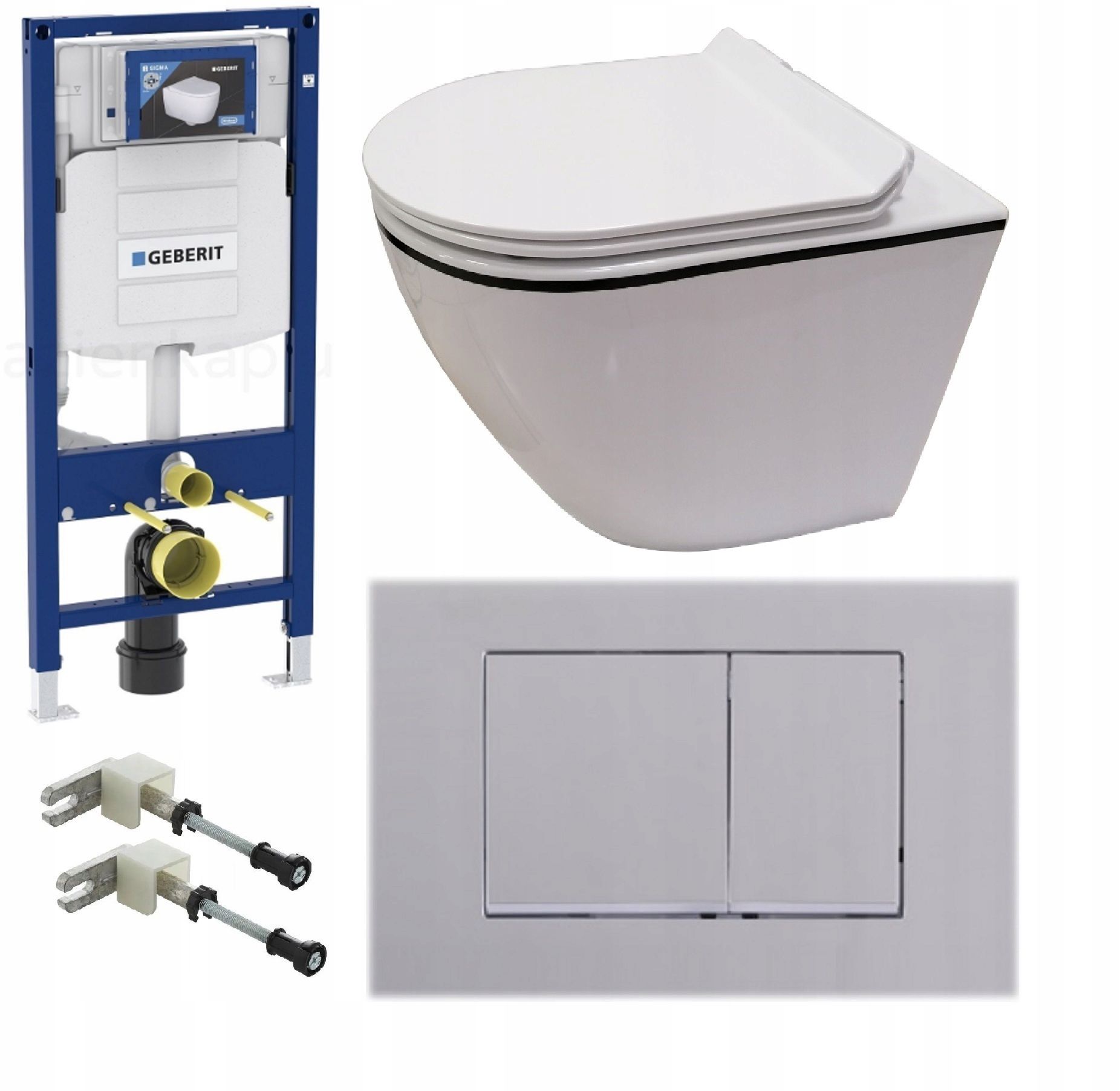  Wc rāmja komplekts geberit + atslēga + tualetes pods melns matēts + dēlis w/o+fresh
