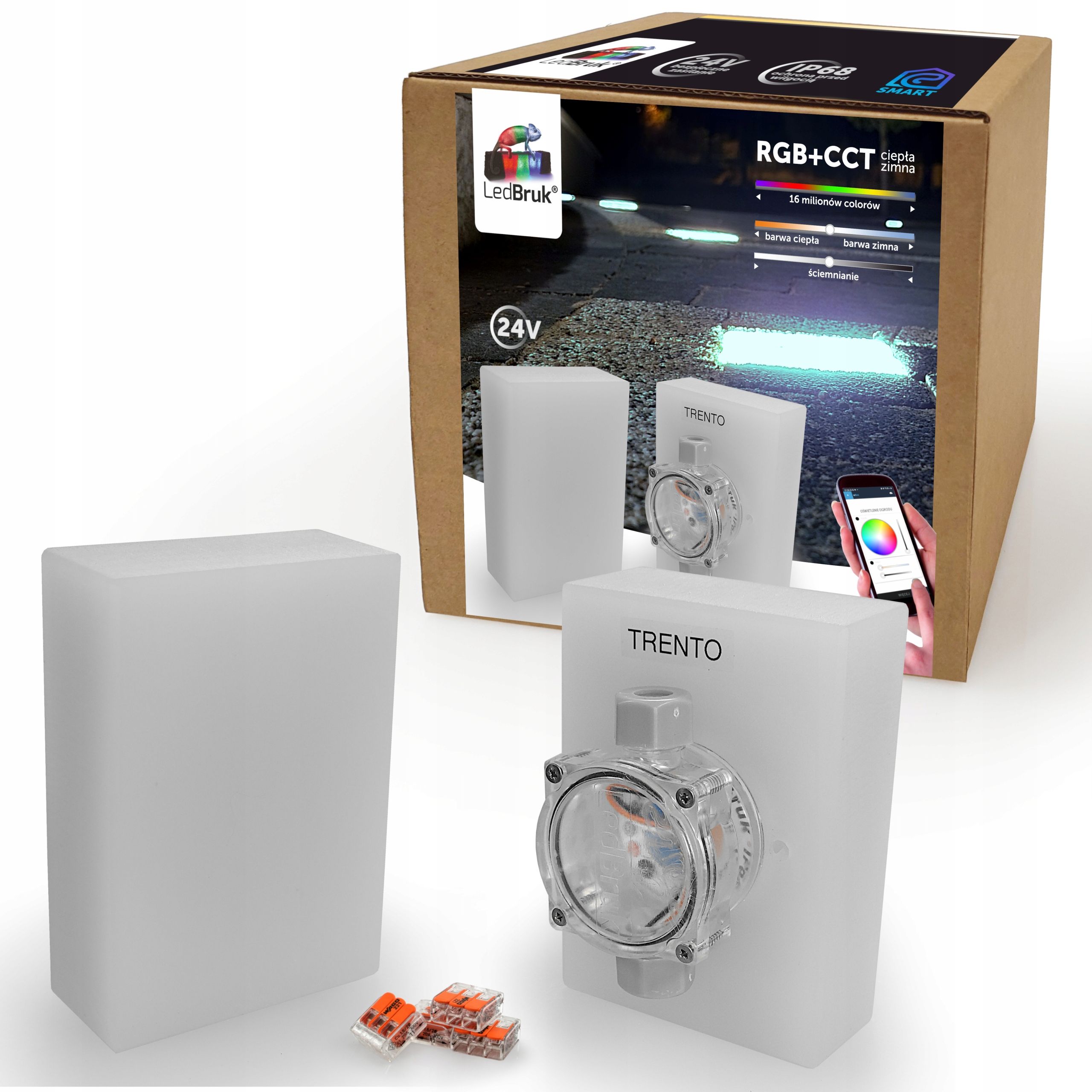  Šviečiančios trinkelės led apšvietimas į polbruk commix 20x10 rgb + cct
