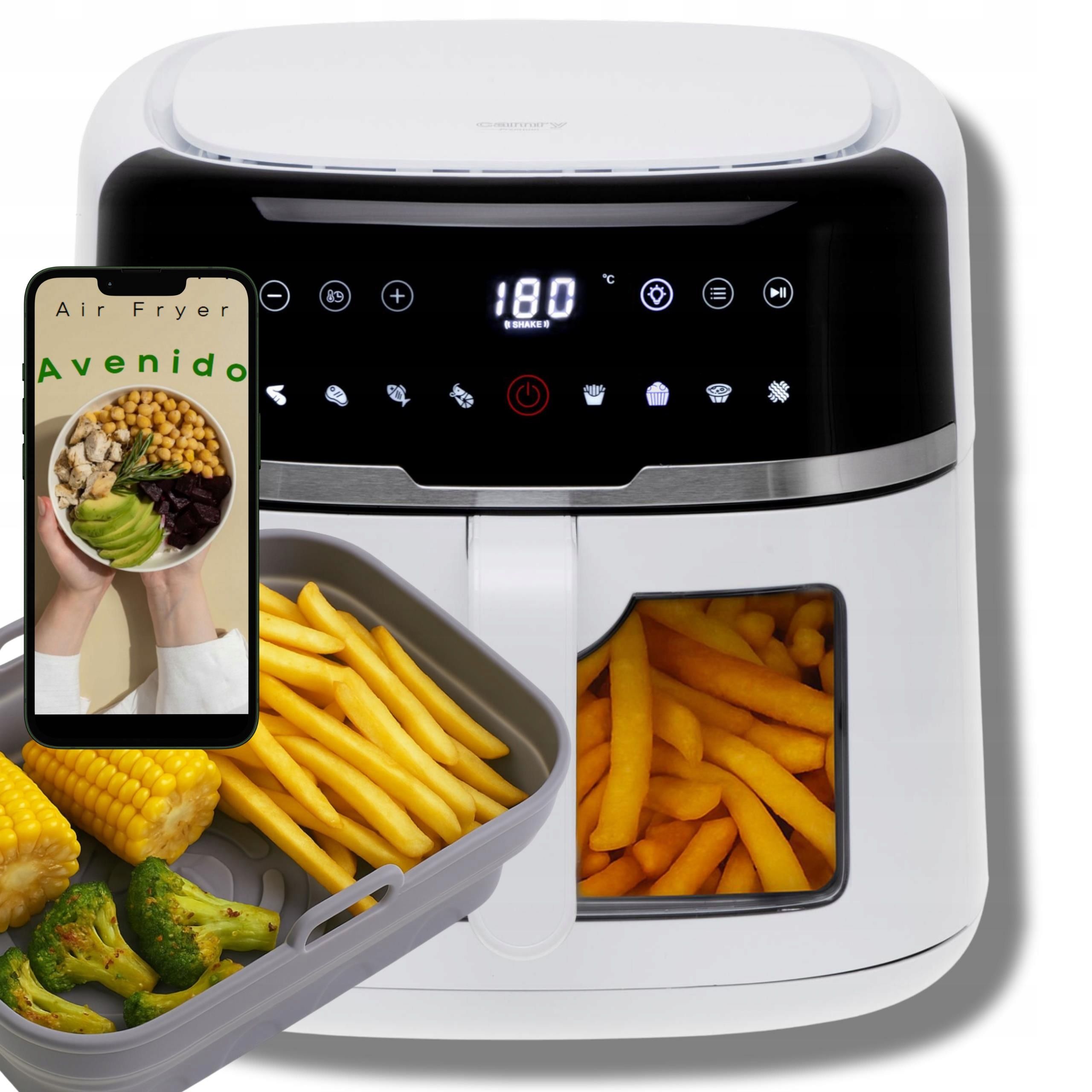  Gruzdintuvė kepimui be riebalų air fryer 8l gruzdintuvė xxl 2500w + formelė