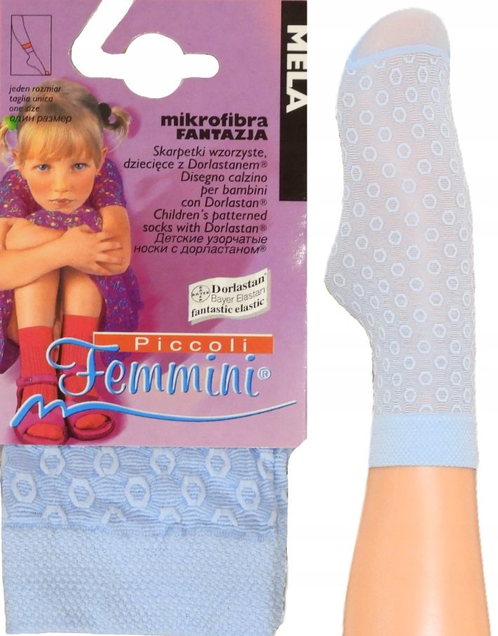  Femmini mela-0442 do vzoru tenký ponožky pro dívky modrý dva páry
