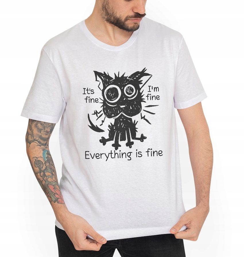  T-shirt mit katze sie potknal muster geschenk l