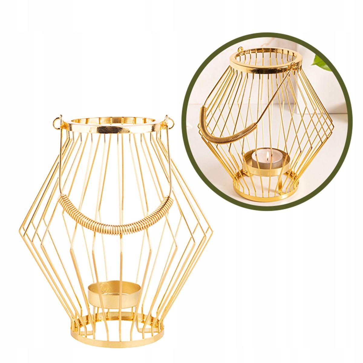  Kuldne küünlajalg metallist lamp terrassid klaasist sisetükiga altom design
