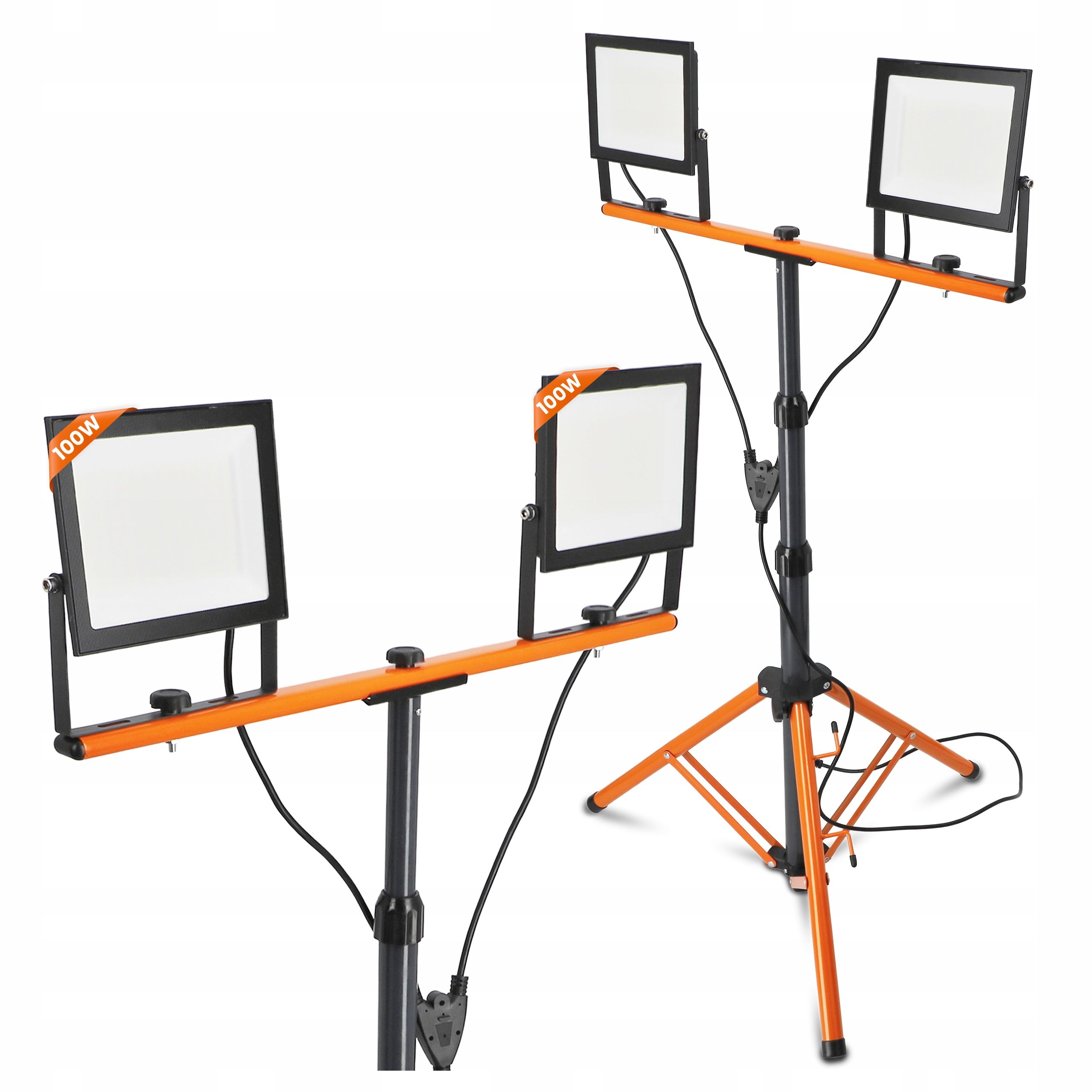  Led halogen stand construction spotlight 2x 50w 11000lm lamp on a stand