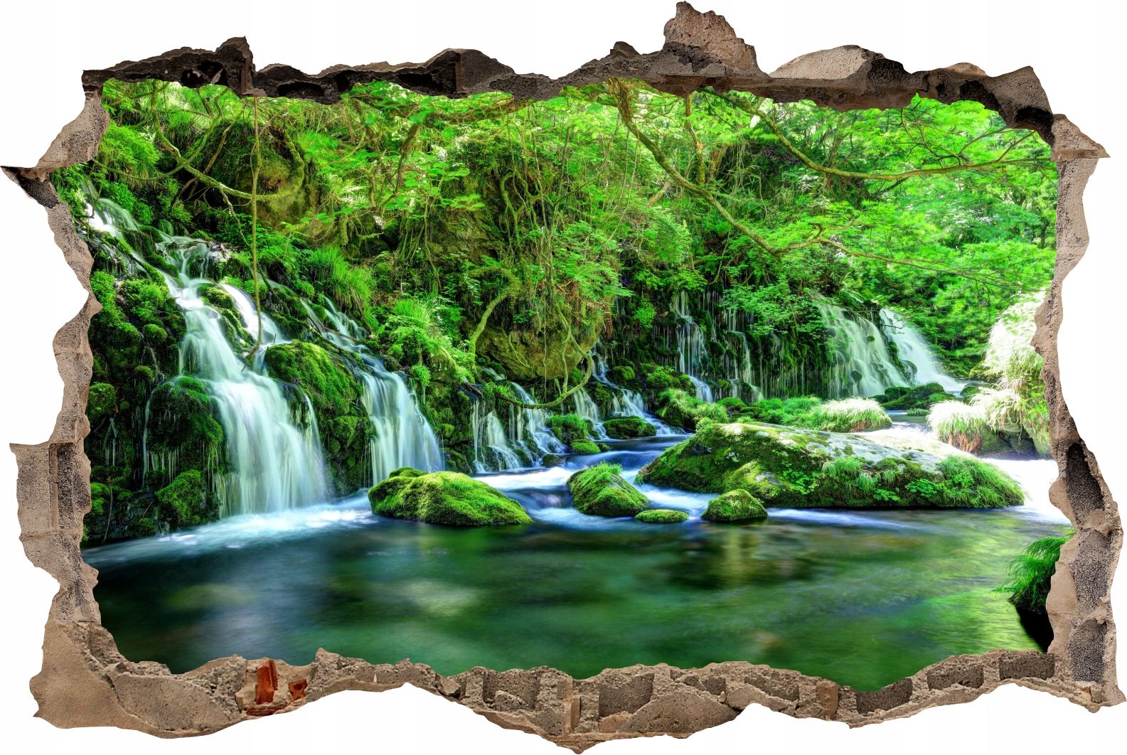  Fototapeedid auk 3d seinakleebis wodospady potok mets loodus