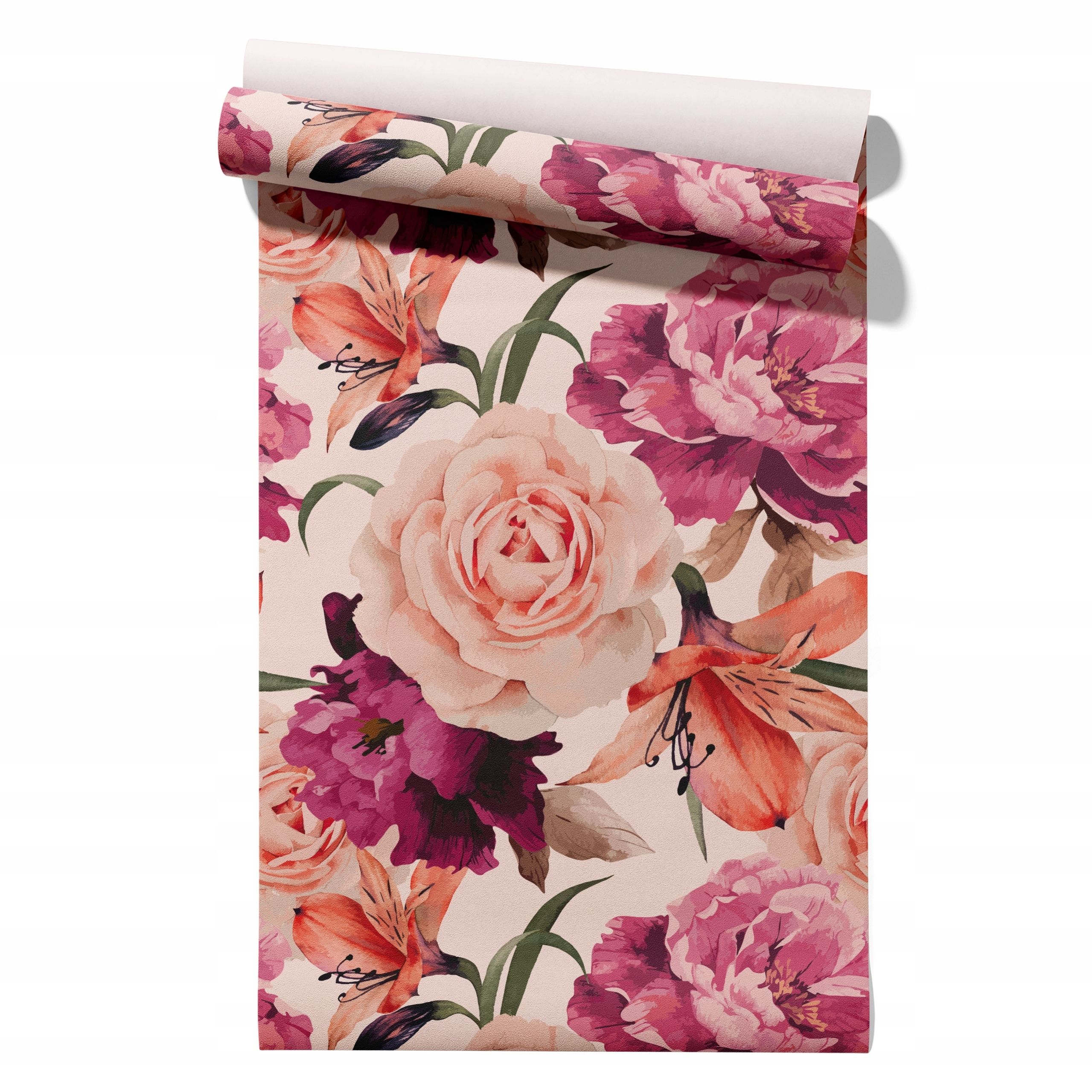  Wallpaper non-woven fabric pastel cherries wallpaper in a roll 50cm x 6,1mb