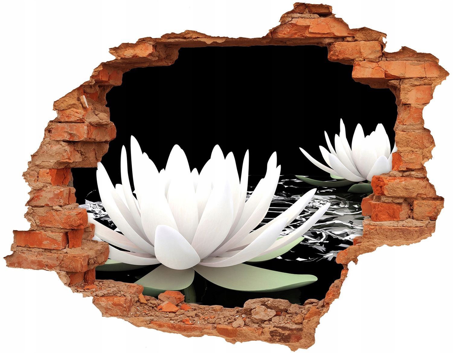  Otvor 3d výzdoba na zdi 148x115 cm lilie voda
