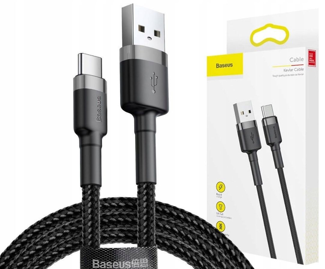  Baseusas kevlar sustiprintas tvirtas pintas kabelis 3a 50cm usb type c usb-c