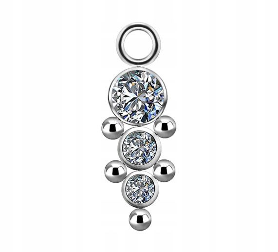  Titán charms - premium zircon striebro piercing