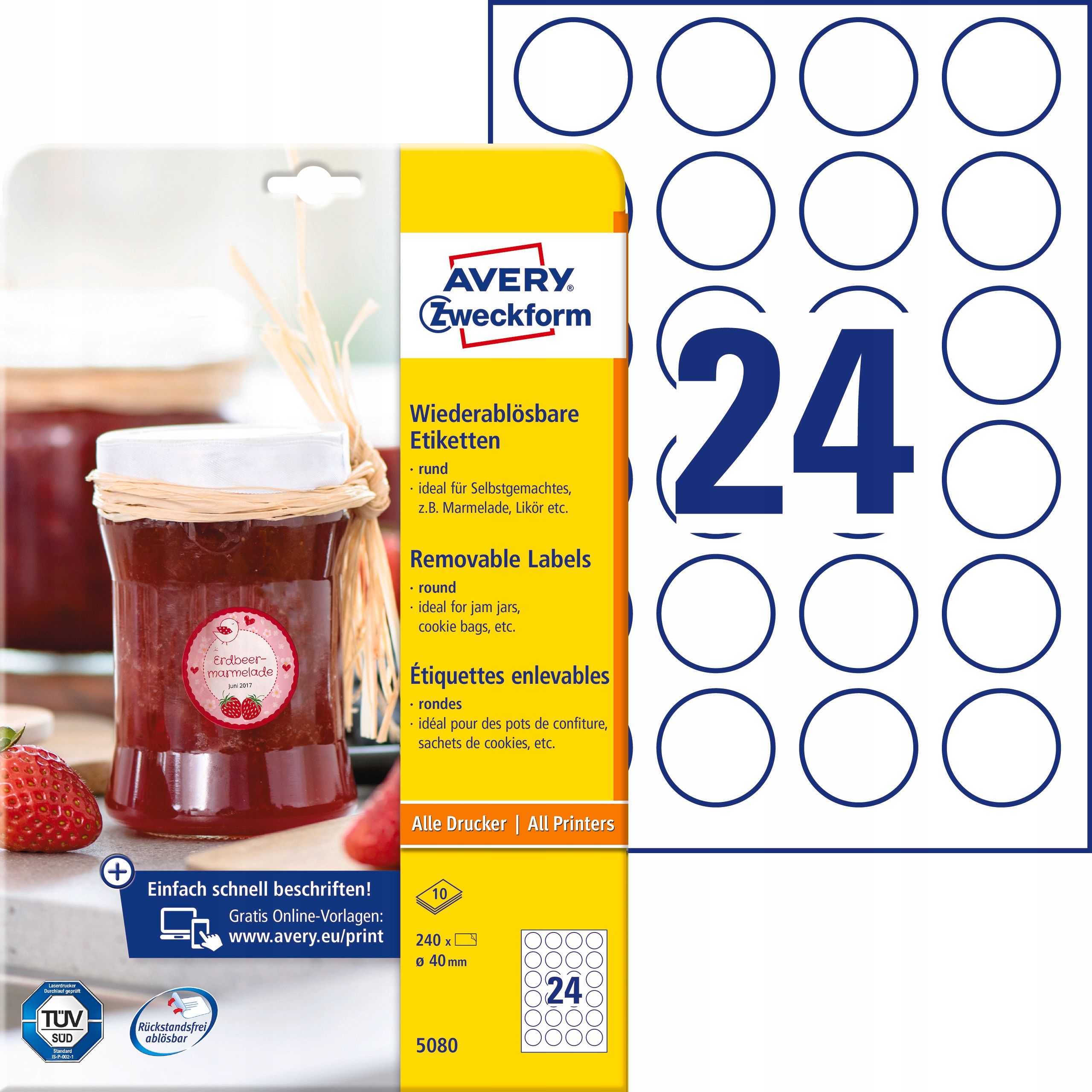  Etiķetes avery 3005riteņi punkti 18mm zils
