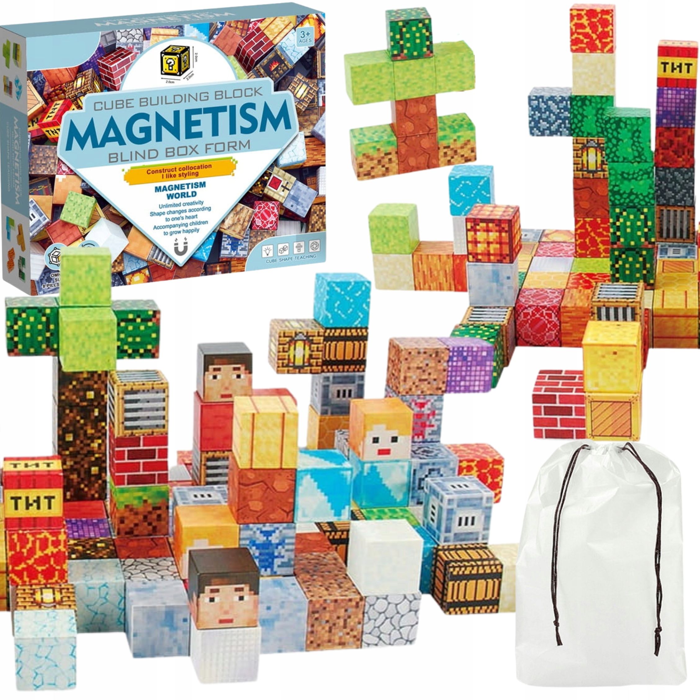  Magnetické bloky kocky 3d 2x2 stavebníctvo kocky množina 100 el.