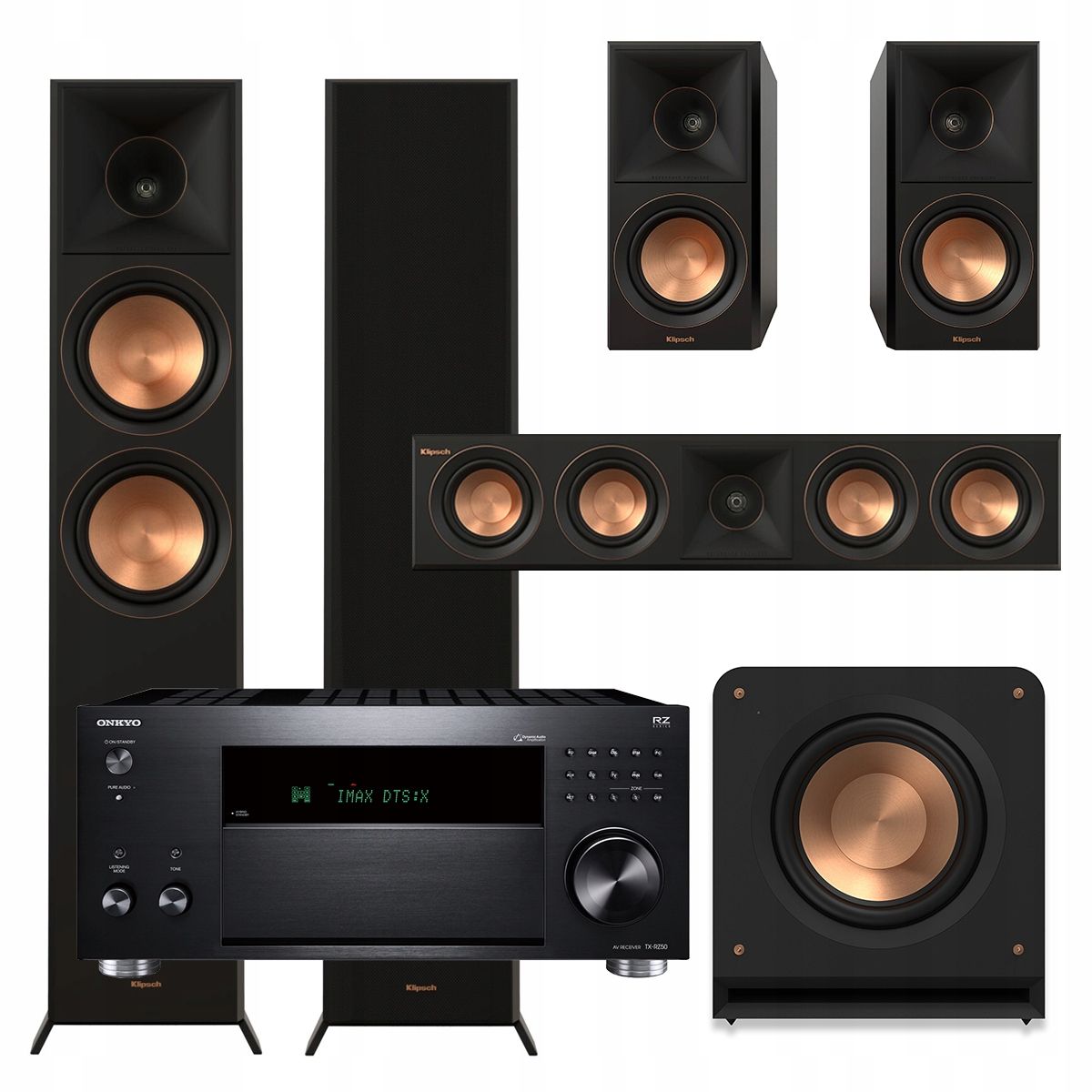 Klipsch rp-8000f ii + cs-18c + rp-504c + 500sa + rp-1200sw množina kiná 7.1